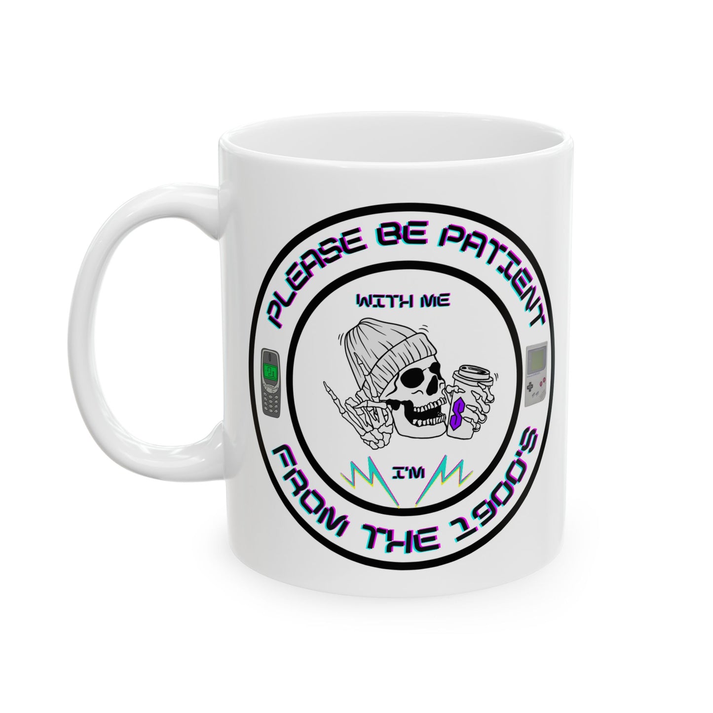 Retro-Inspired Ceramic Mug: Nostalgic Vibe, Perfect Gift for Coffee Lovers, Unique Kitchen Decor, Fun Office Mug, 90s Inspired Design