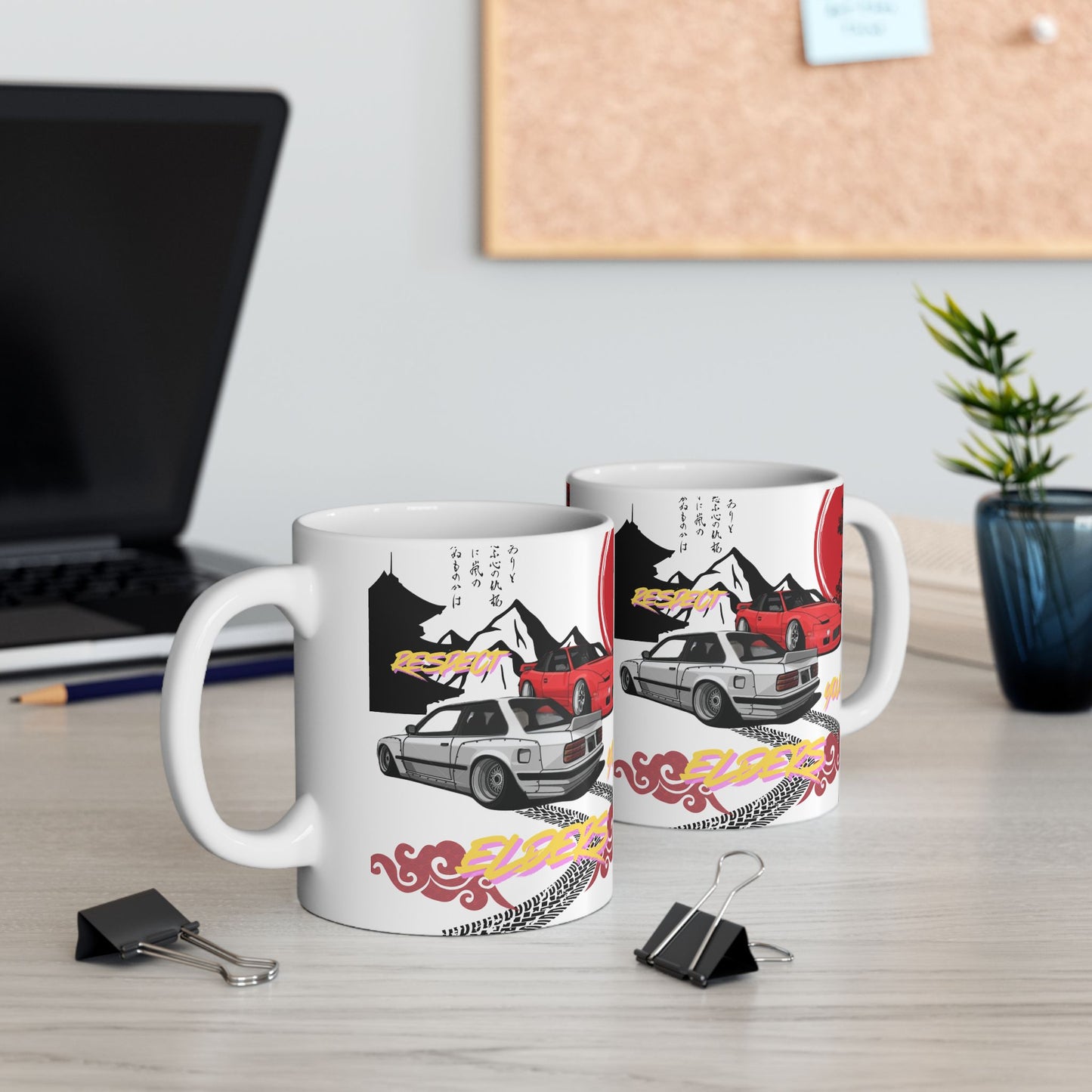 Sip in style with this mug featuring a retro-inspired E30 and 240 design that celebrates classic 90’s tuner culture.