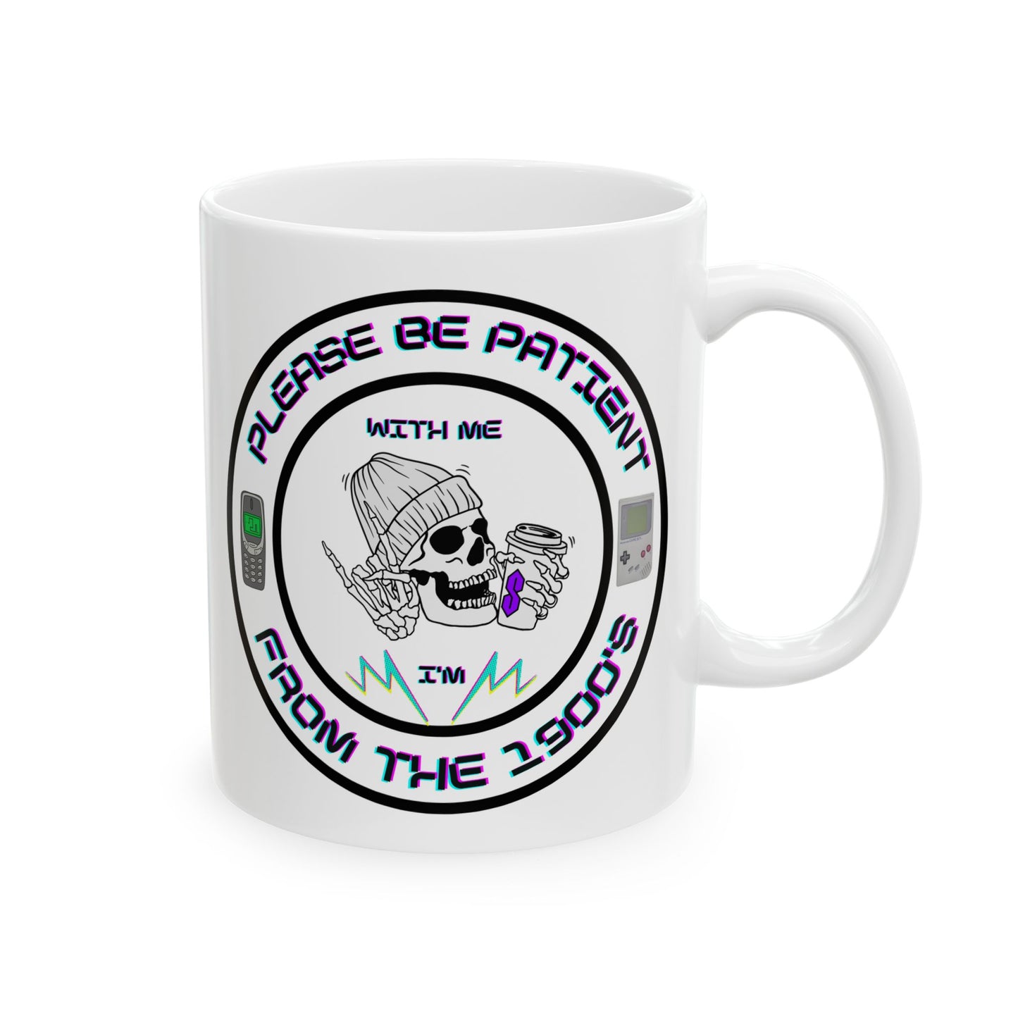 Retro-Inspired Ceramic Mug: Nostalgic Vibe, Perfect Gift for Coffee Lovers, Unique Kitchen Decor, Fun Office Mug, 90s Inspired Design